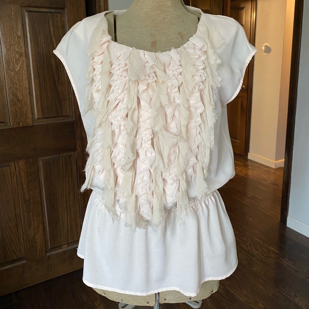 MM Couture Cream Cap Sleeve Blouse - M